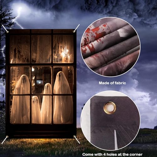 Halloween Window Cover Spooky Ghost Banner 31x47in - Variation Ph03429