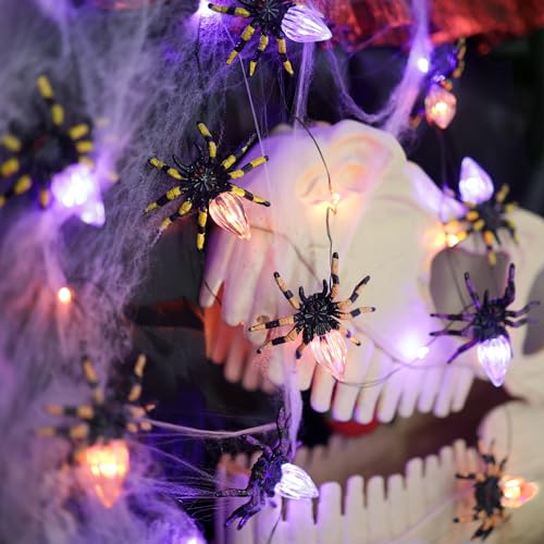 Halloween Spider String Lights 10FT 15 LED Waterproof Fairy Lights with Remote