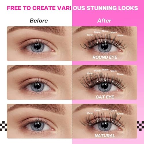 Eyelash Clusters Wispy D Curl Natural Volume Lashes 8-18mm - A-Natural 8-18 MIX