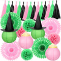 Halloween Witch Party Decorations Set Pink & Green Lanterns Pompoms