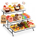 12 Inch Black 3-Tier Serving Tray Stand - Dessert Display & Food Organizer
