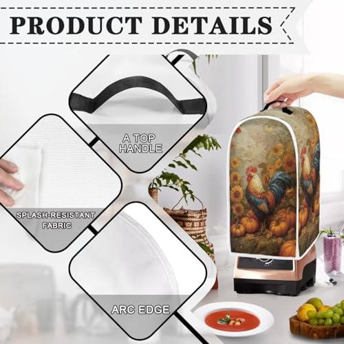 Fall Chicken Pumpkin Retro Blender Dust Cover with Handle - Kitchen Protector