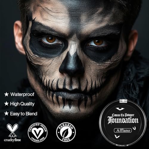 Black Face & Body Paint Cream to Powder Makeup for Halloween & Cosplay - Black Variation