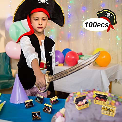 Mini Pirate Treasure Chests Set of 100 - Gold Plastic Storage Boxes for Party Favors