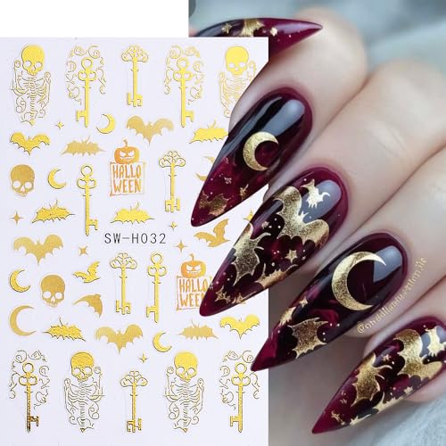 Halloween Nail Art Stickers Decals 3D Skeleton Bat Ghost Set - halloween style4