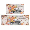 Autumn Pumpkin Welcome Mat Set of 2 - Rectangular Fall Kitchen Rugs 1'5" x 3'11"