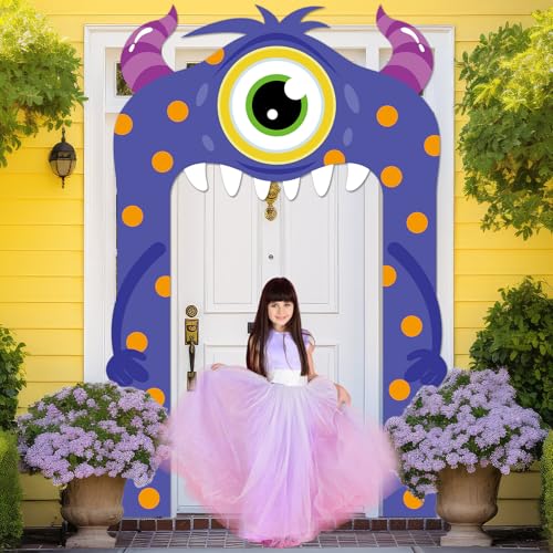 Kids Monster Party Door Banner - Birthday Porch Decoration, 72 Inch