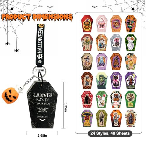 Halloween Keychain Stickers Pack Set with Pumpkin & Ghost Elements - Black Variation