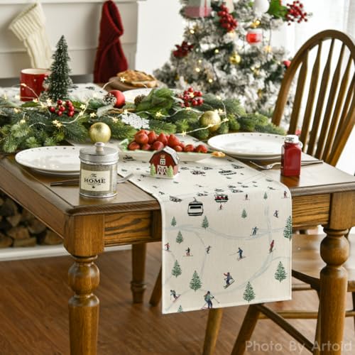 Artoid Mode Winter Table Runner 13x108 Inch Beige Home Party Decor