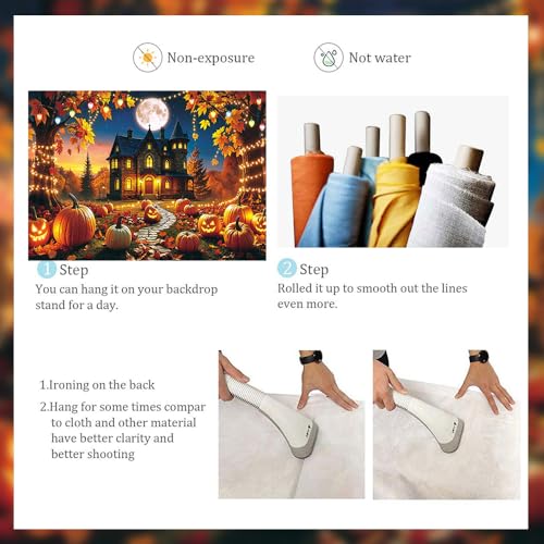 94x70 Inch Halloween Haunted House Backdrop Pumpkin Full Moon Banner