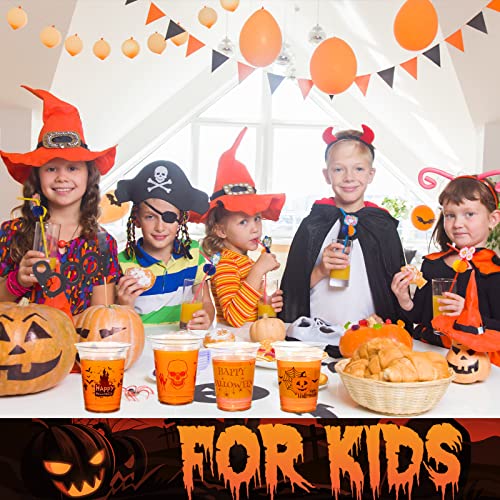 Halloween Clear Plastic Cups 100 Count - Disposable Party Drinkware