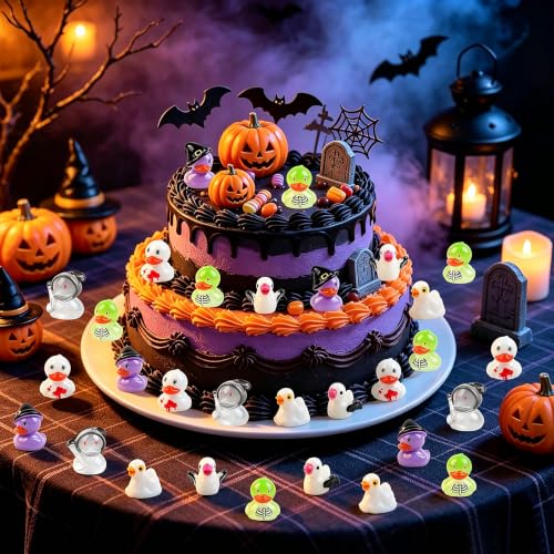36 Pack Halloween Mini Resin Duck Figurines - Spooky Holiday Decor