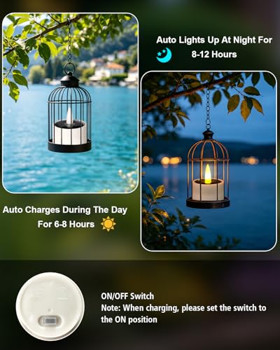 12 Pcs Solar Tea Lights Outdoor Waterproof LED Candles - 1.57''x1.77'' - Flickering Flameless Decoration