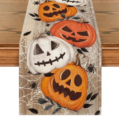 13x72 Inch Halloween Table Runner - Brown Polyester Home Party Decor