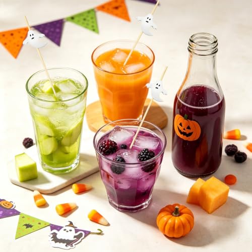 Ghost Halloween Toothpicks - 4.7 Inch Biodegradable Cocktail Picks for Party Food