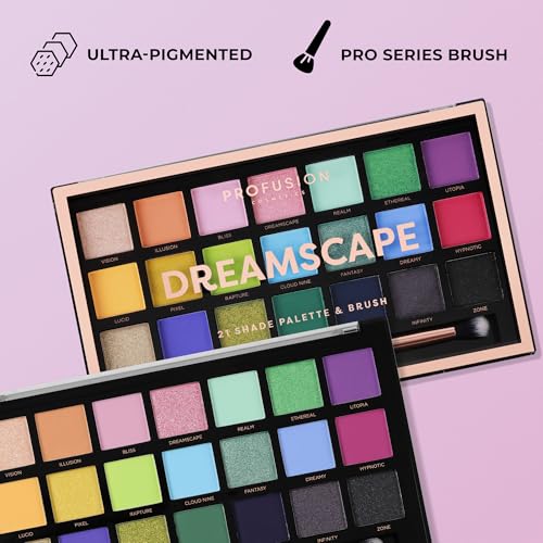 Dreamscape 21 Shade Eyeshadow Palette with Brush - Cosmic Colors & Long-Lasting Finish