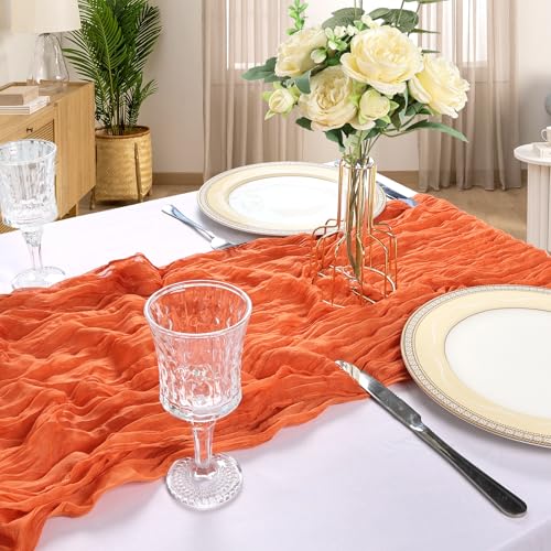 Orange Cheesecloth Table Runner 12 Pack 10Ft - Boho Wedding Decor