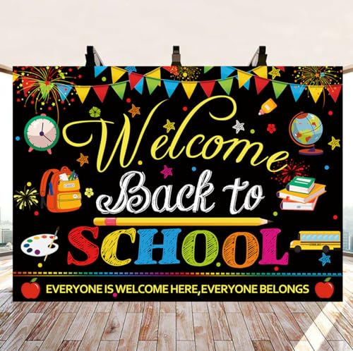Welcome Back to School Banner Backdrop 6x4FT First Day of School Classroom Decoration