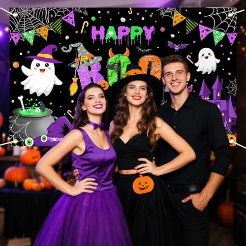 Happy Boo Day Halloween Birthday Banner Backdrop 6x3.6ft Decoration
