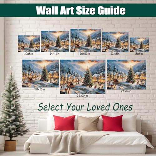 Festive Santa Christmas Canvas Wall Art - Framed Holiday Decor, 12x16 Inches - Xmas 06
