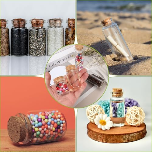 80ml Glass Bottles with Cork Stoppers - Set of 6 Clear Jars for Crafts & Wedding Decor