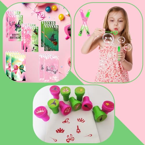 Party Favor Set with Bubbles Notebooks Pencils Straws Wristbands & Bags - 70 Pieces
