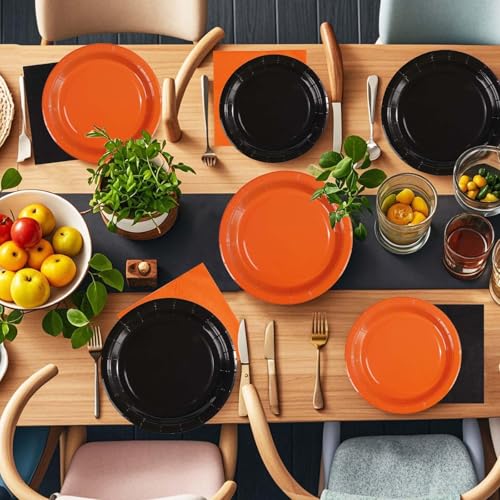 200Pcs Orange Black Halloween Birthday Party Decorations Set - Serves 50 | Variation: Orange Black Kits