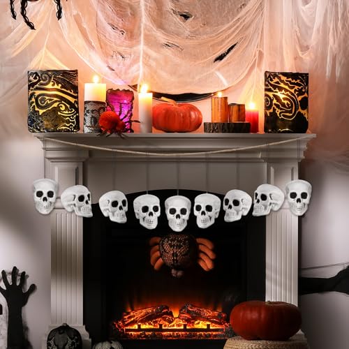 Skull Halloween Hanging Tree Ornaments - 12 Pieces, 4.3 x 4.3 x 3.15 Inches