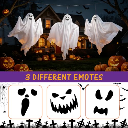 Halloween Hanging Ghost Decorations 9 Pack - 27.6 Inch Flying Ghosts with Bendable Arms - Spooky Home and Party Decor - Variation: Hanging Ghosts 9PCS