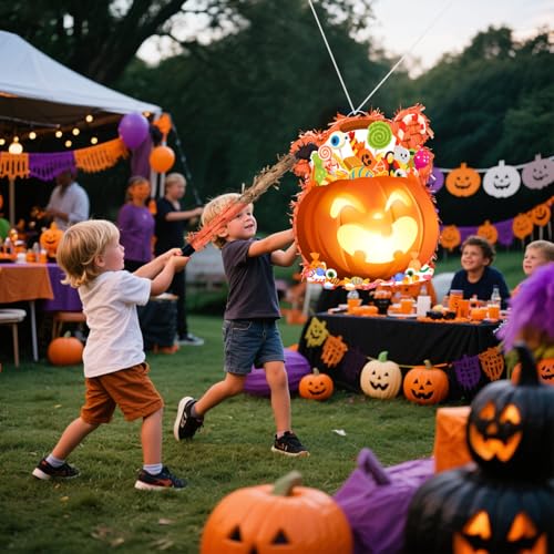Halloween Pumpkin Piñata with Stick - 36.5 Inch Party Decorations