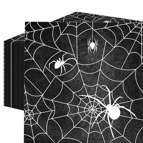 Halloween Spider Web Paper Napkins Pack of 50 - Spooky Party Disposable Tableware