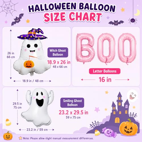 Pink Halloween Ghost Balloon Set - 9 Piece Cute Spooky Party Decor