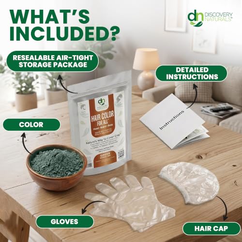 Ginger Natural Red Henna Hair Color Kit - Organic, Vegan, Permanent Gray Coverage