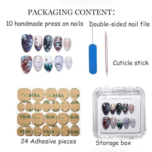 Handmade Short Almond Press On Nails - Reusable Salon-Quality M Variation 251112