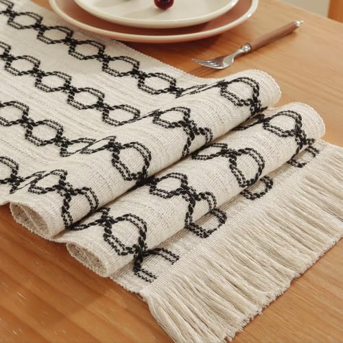 Black Boho Table Runner 12x72 Inches for Fall Thanksgiving Home Decor - Variation: Lantern