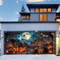 Halloween Garage Door Decor Banner - Spooky Haunted House Pumpkin Witch Moon - 8x7 FT - Outdoor Halloween Decoration