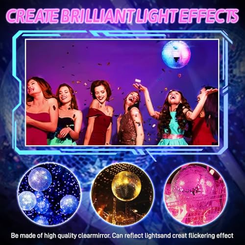 5 Inch Mirror Disco Ball Light - Rotating Party LED Lamp for Christmas & Events