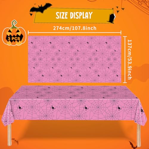 Pink Spider Web Plastic Tablecloth 54x108 Inch Halloween Party Decor - Spiderweb Design