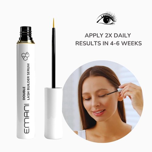 Emani Lash Builder Serum Lash Serum for Eyelash Growth, Clinically Tested for Results in 6 to 8 Weeks, Eyelash Treatment for Longer & Thicker Lashes, Safe for Extensions & False Lashes, 0.10 Fl. Oz.