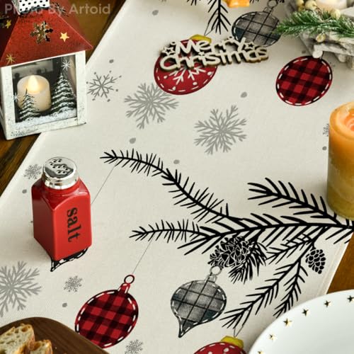 Red Deer Snowflakes Christmas Table Runner 13x72 Inch - Seasonal Holiday Decor