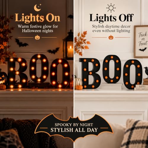 Halloween Decorations Indoor – “Boo” LED Marquee Light Up Letters