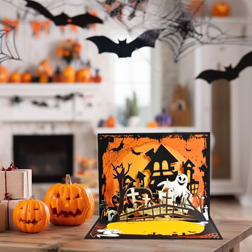 Halloween Haunted House Pop Up Card - 3D Spooky Haunted House Greeting Card, Holiday Halloween Decoration - Variation of THIS listing