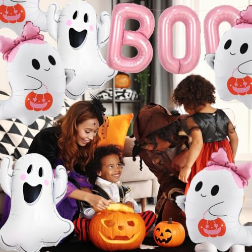 Halloween Pink Bow Ghost Balloons Set for Party Decorations - Bow Ghost Variation