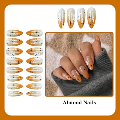 Halloween Almond Press On Nails - Medium Gradient Fake Nails Style C022