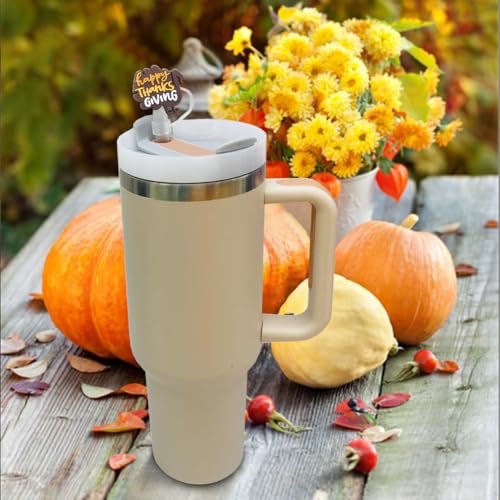 15PCS Fall Silicone Straw Covers for Stanley Cups 30&40 Oz Reusable Halloween Gifts