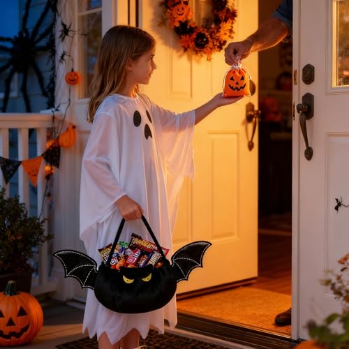 PinkSheep Light-Up Halloween Trick or Treat Bucket - Black Bat Variation