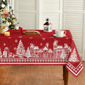 Christmas Tablecloth 60 x 104 Inch Rectangular Red Snow House Holiday Decor