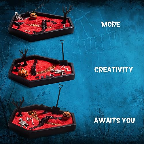 Halloween Coffin Zen Garden Kit - Gothic Spooky Desk Decor with Accessories - Coffin Variation