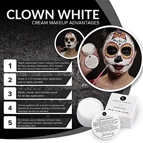 Professional White Face Paint Makeup for Stage and Halloween - 1.9 Oz