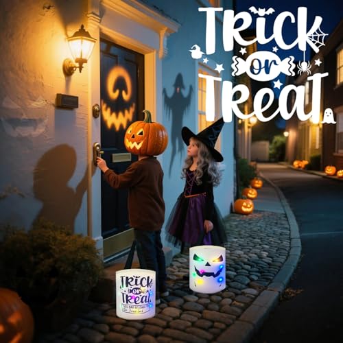 Halloween Light-Up Ghost Candy Bucket Trick or Treat Bag 1 Pack - Reusable Spooky Decor